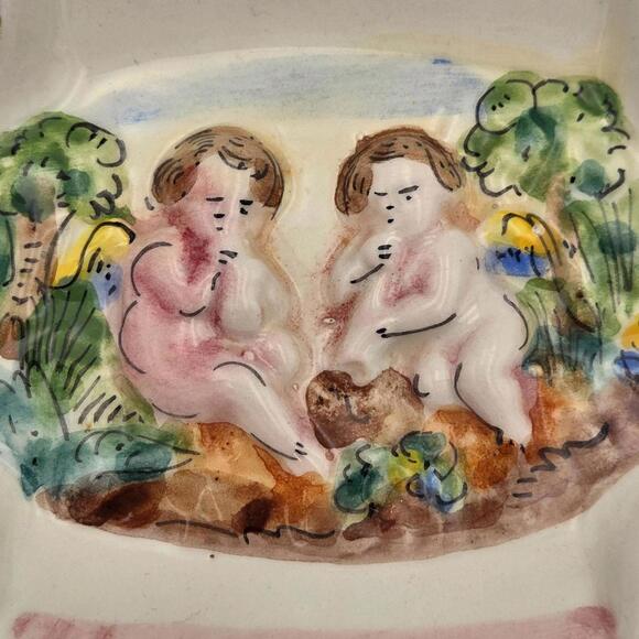 R Capodimonte Italy Cherubs Ashtray | Vintage Italian Porcelain Trinket Dish - Picture 5 of 9